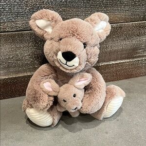 Adorable Plush Kangaroo Toy with Baby - Brown